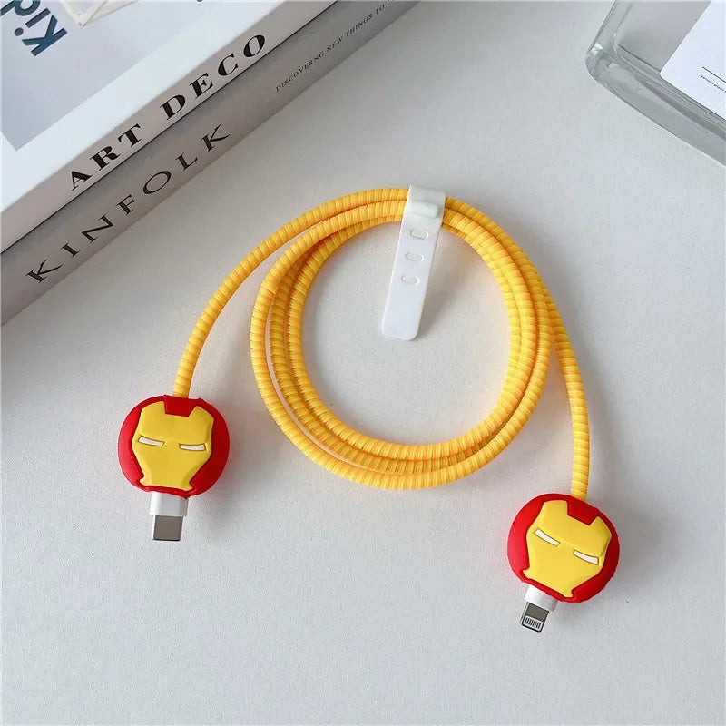 New Cartoon Charger Cable Protector for IPhone 15 14 13 12 18W 20W Charger Protection Cover Stitch Data Line Winder Protective trendy